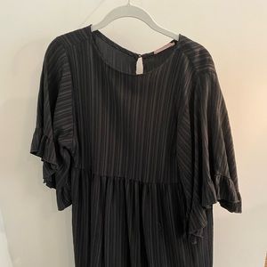 Short Sleeve Black Mini Dress with Ruffle Detailing | Ces Femme